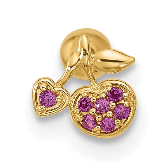 Lovely Rita's Body Jewelry 14K 18 Gauge Polished CZ Cherry Cartilage Stud