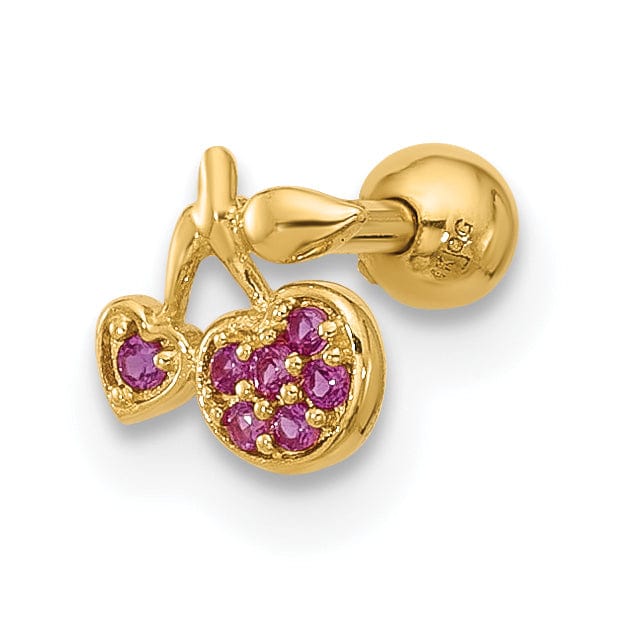 Lovely Rita's Body Jewelry 14K 18 Gauge Polished CZ Cherry Cartilage Stud