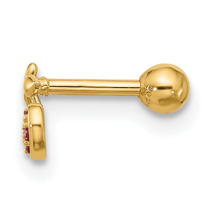 Lovely Rita's Body Jewelry 14K 18 Gauge Polished CZ Cherry Cartilage Stud