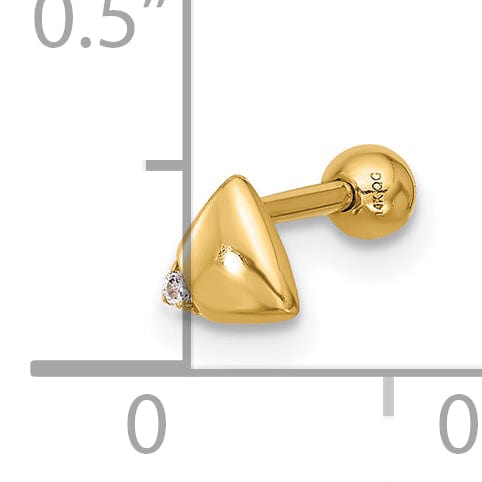 Lovely Rita's Body Jewelry 14k 18 Gauge Polished CZ Triangle Cartilage Stud
