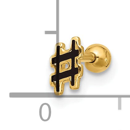 Lovely Rita's Body Jewelry 14k 18 Gauge Polished Enameled Hashtag Cartilage Stud
