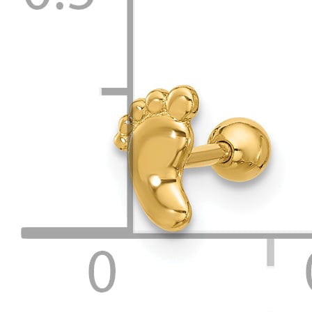 Lovely Rita's Body Jewelry 14k 18 Gauge Polished Footprint Cartilage Stud