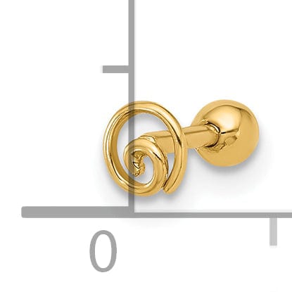 Lovely Rita's Body Jewelry 14k 18 Gauge Polished Swirl Cartilage Stud