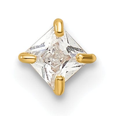 Lovely Rita's Body Jewelry 14k 18 Gauge Square CZ Labret Stud