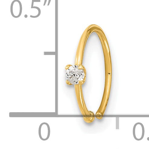 Lovely Rita's Body Jewelry 14K 20 Gauge CZ Hoop Nose Ring