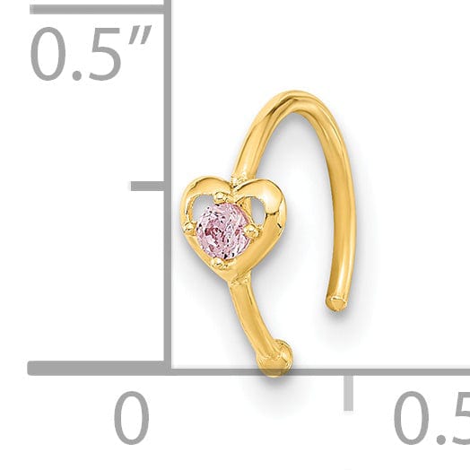Lovely Rita's Body Jewelry 14K 20 Gauge Hoop with Heart CZ Nose Ring