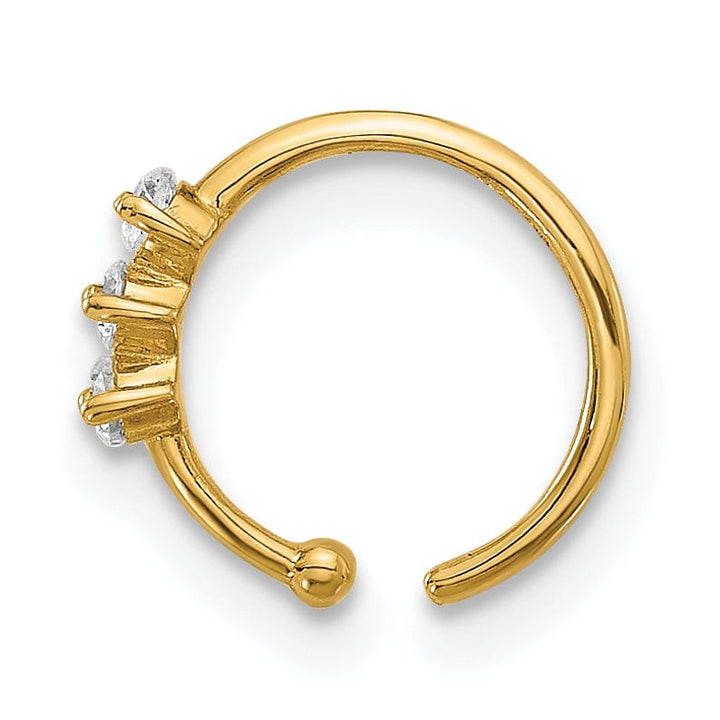 Lovely Rita's Body Jewelry 14K 20 Gauge Polished 3 Stone CZ Nose Ring