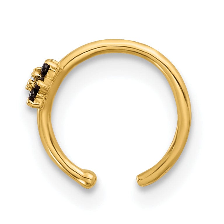 Lovely Rita's Body Jewelry 14K 20 Gauge Polished Black and White CZ Flower Nose Ring