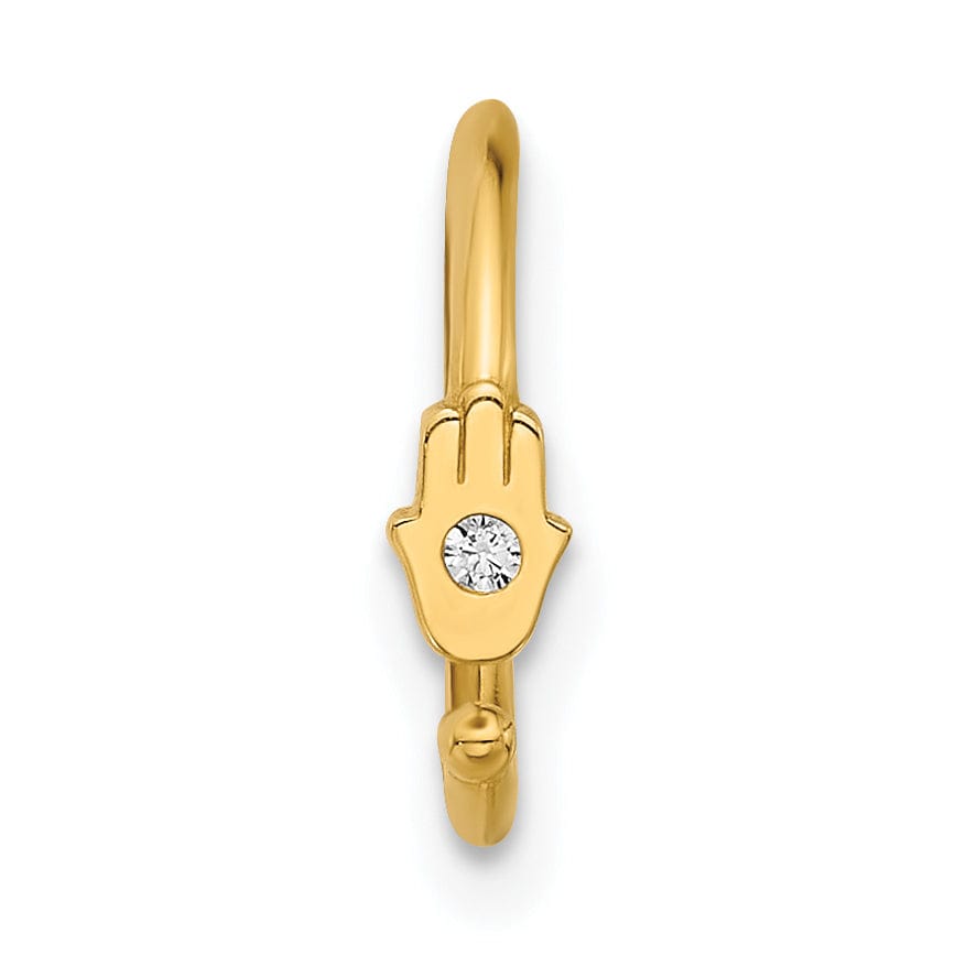 Lovely Rita's Body Jewelry 14K 20 Gauge Polished CZ Hamsa Nose Ring