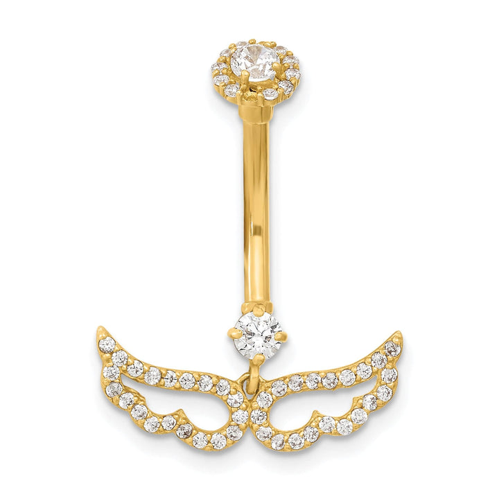 Lovely Rita's Body Jewelry 14k Gauge Angel Wings CZ Belly/Navel Ring Body Jewelry