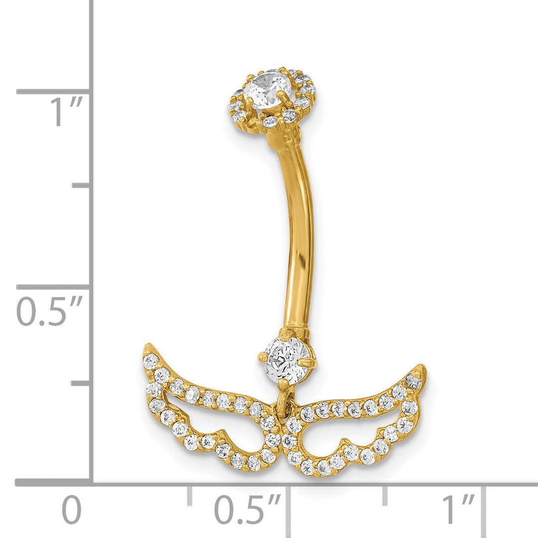 Lovely Rita's Body Jewelry 14k Gauge Angel Wings CZ Belly/Navel Ring Body Jewelry