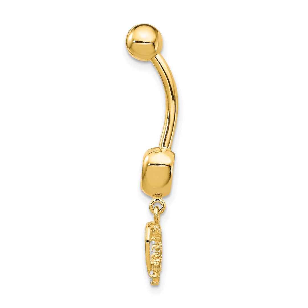 Lovely Rita's Body Jewelry 14k Gauge CZ 2-Hearts Dangle Belly Ring