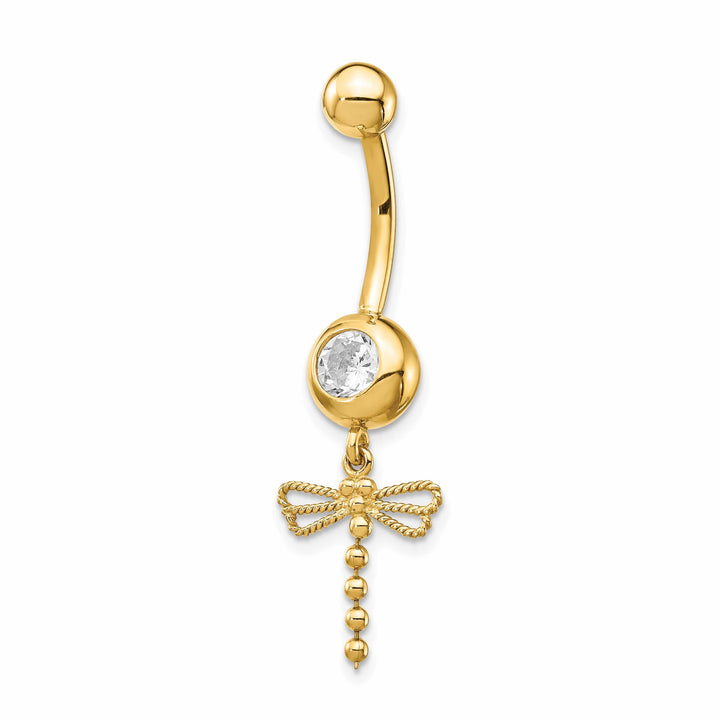 Lovely Rita's Body Jewelry 14k Gauge CZ Dragonfly Dangle Belly Ring