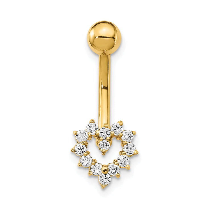 Lovely Rita's Body Jewelry 14k Gauge CZ Heart Belly Ring