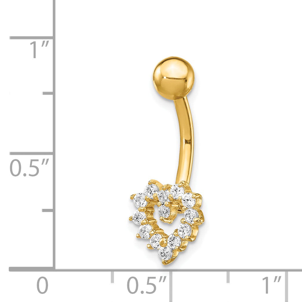 Lovely Rita's Body Jewelry 14k Gauge CZ Heart Belly Ring