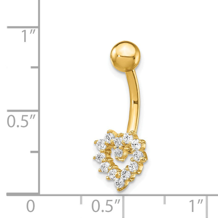Lovely Rita's Body Jewelry 14k Gauge CZ Heart Belly Ring