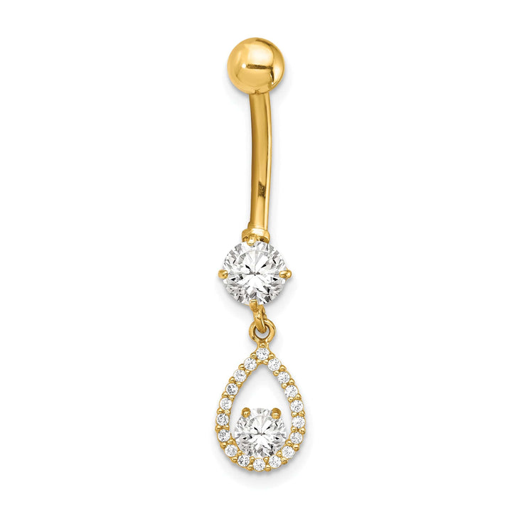 Lovely Rita's Body Jewelry 14k Gauge CZ Teardrop Dangle Belly Ring