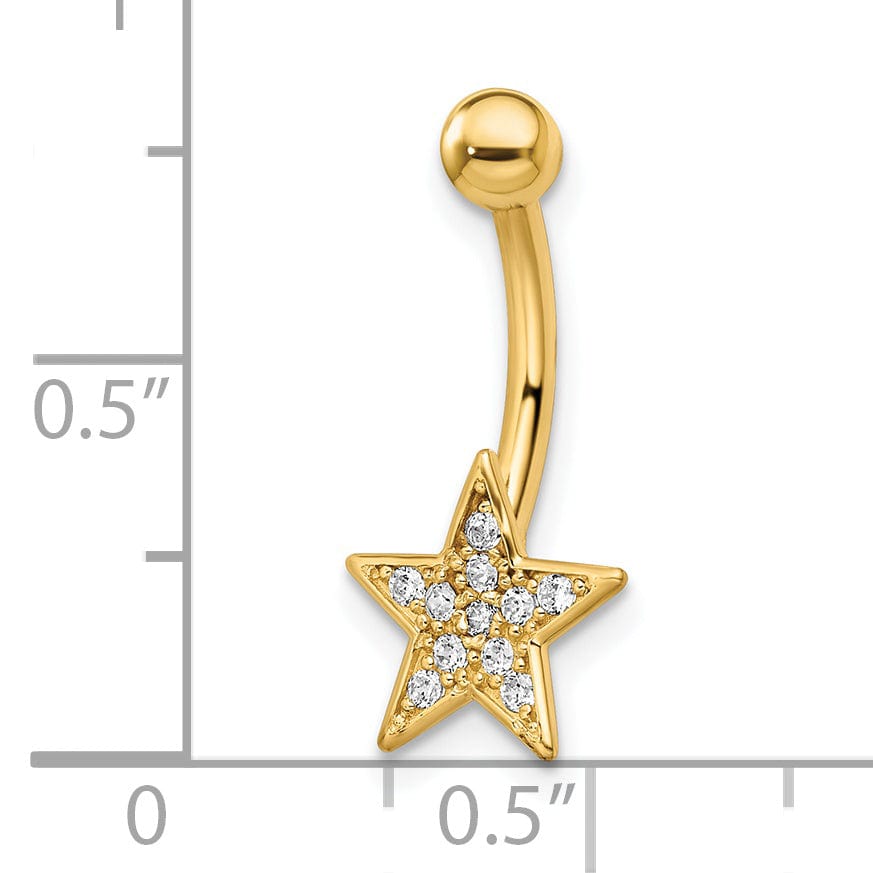 Lovely Rita's Body Jewelry 14k Gauge Polished CZ Star Belly Ring