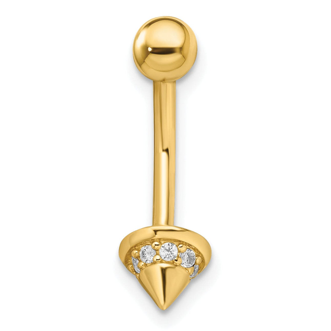 Lovely Rita's Body Jewelry 14k Yellow Gold 14 gauge CZ Cone Belly Ring