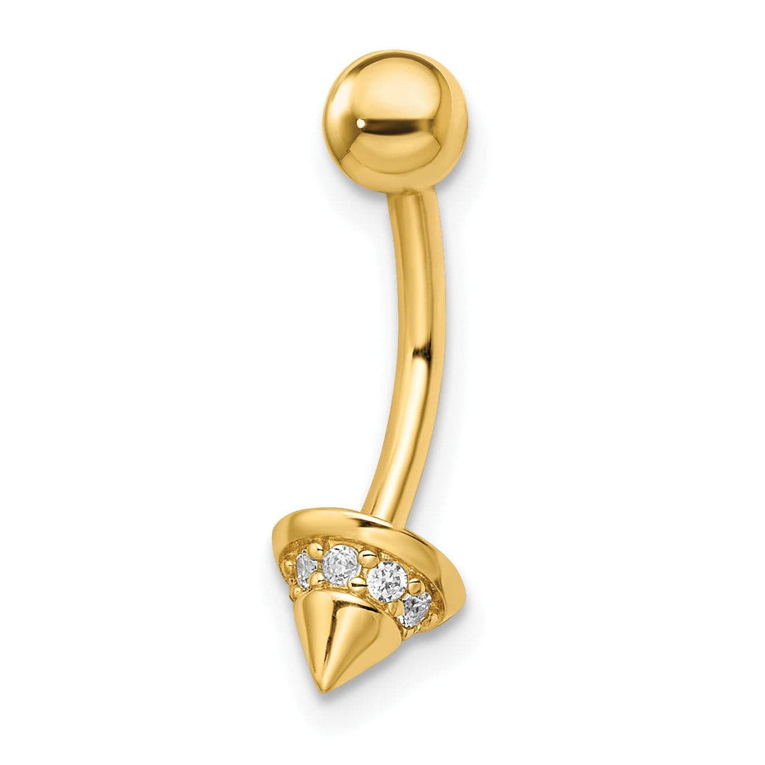 Lovely Rita's Body Jewelry 14k Yellow Gold 14 gauge CZ Cone Belly Ring