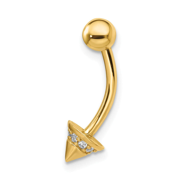 Lovely Rita's Body Jewelry 14k Yellow Gold 14 gauge CZ Cone Belly Ring