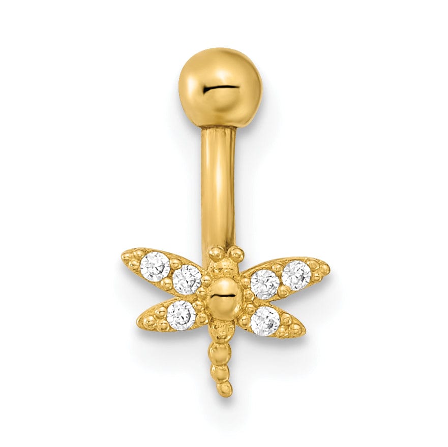 Lovely Rita's Body Jewelry 14K Yellow Gold  14 Gauge Dragonfly CZ Eyebrow Ring Body Jewelry
