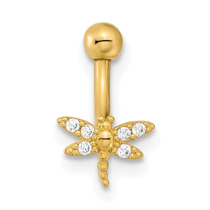Lovely Rita's Body Jewelry 14K Yellow Gold  14 Gauge Dragonfly CZ Eyebrow Ring Body Jewelry