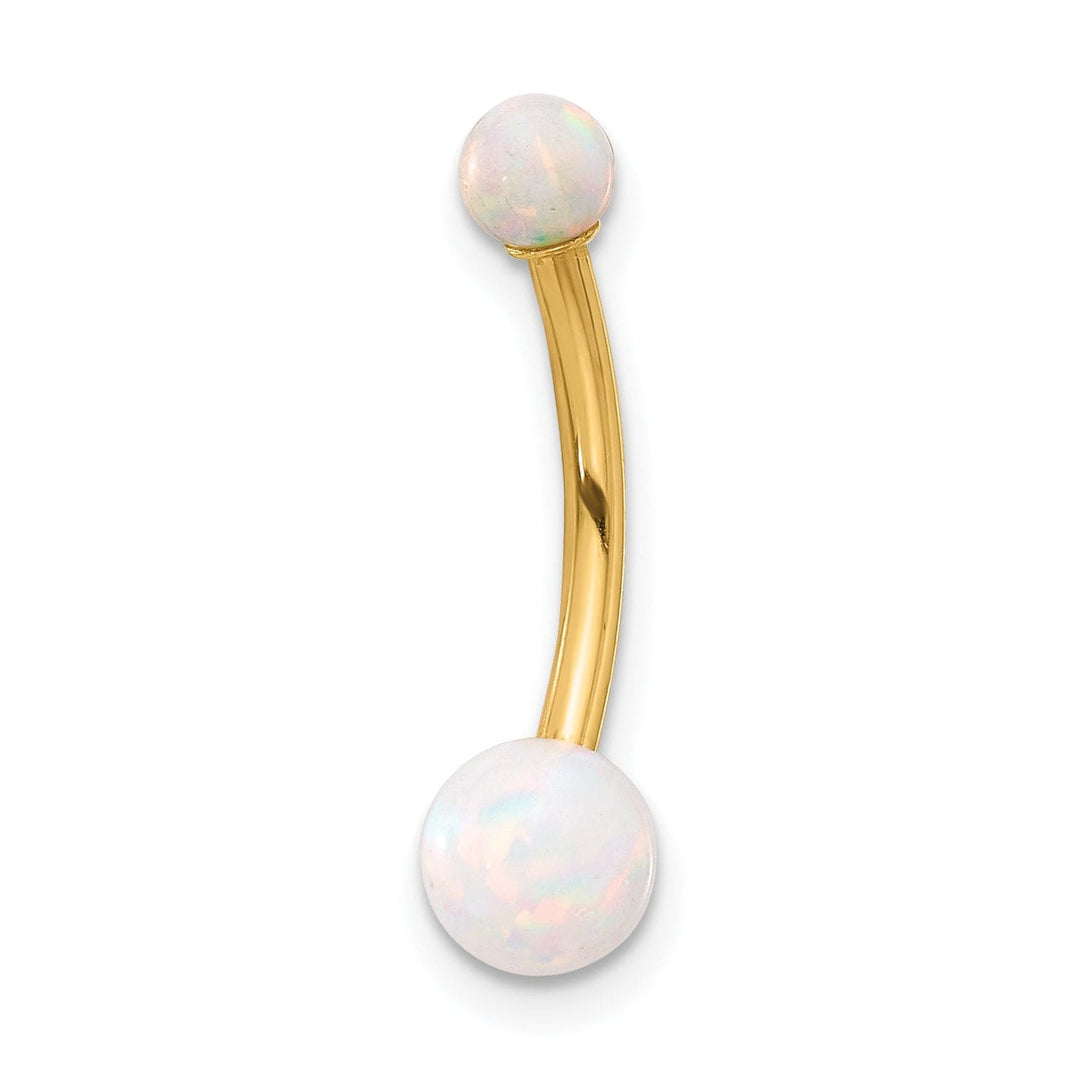 Lovely Rita's Body Jewelry 14K Yellow Gold 14 Gauge Polished Created Opal Navel/Belly Ring