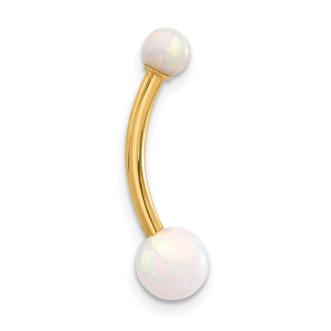 Lovely Rita's Body Jewelry 14K Yellow Gold 14 Gauge Polished Created Opal Navel/Belly Ring