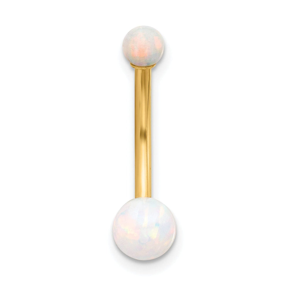 Lovely Rita's Body Jewelry 14K Yellow Gold 14 Gauge Polished Created Opal Navel/Belly Ring