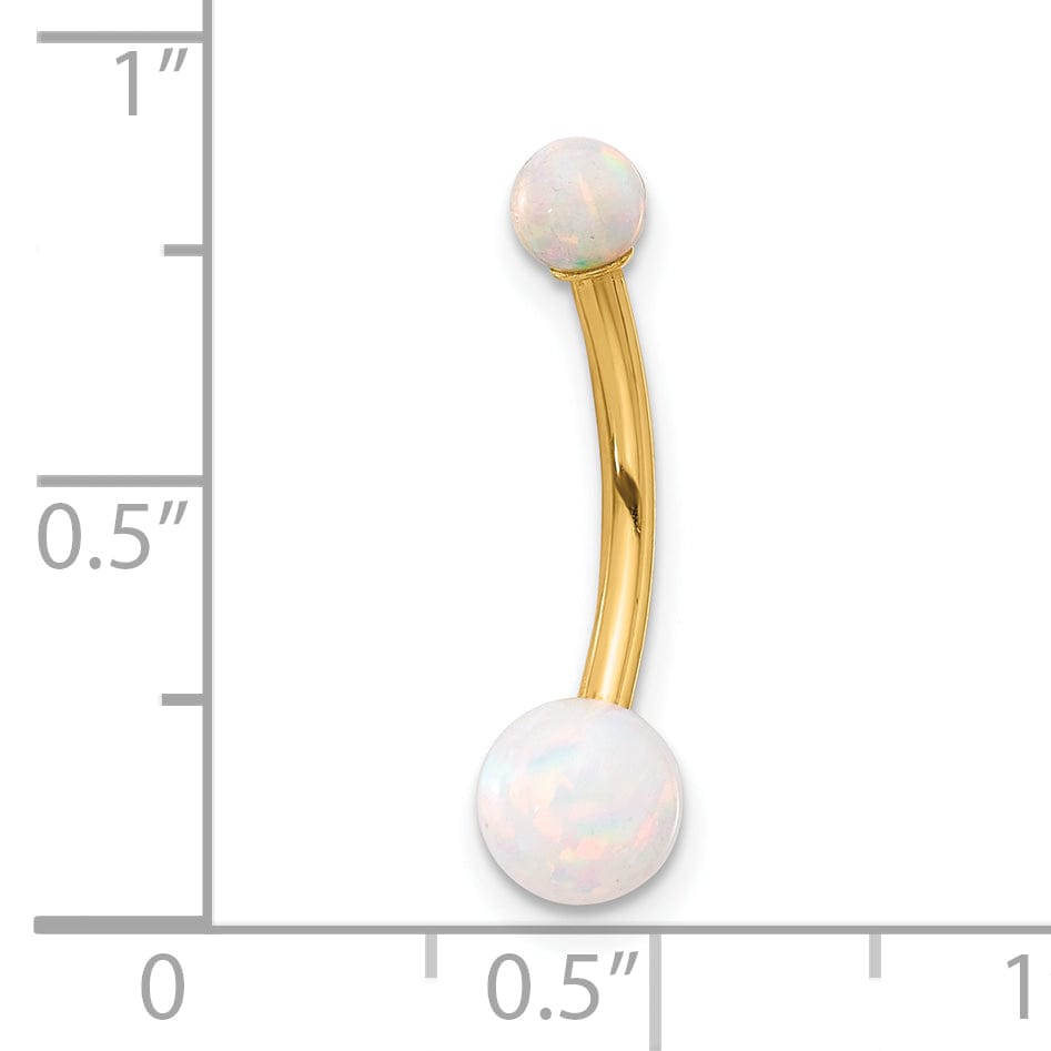 Lovely Rita's Body Jewelry 14K Yellow Gold 14 Gauge Polished Created Opal Navel/Belly Ring