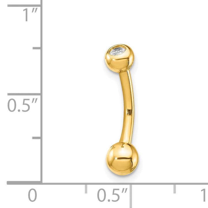 Lovely Rita's Body Jewelry 14k Yellow Gold  14 Gauge Polished CZ Belly Ring