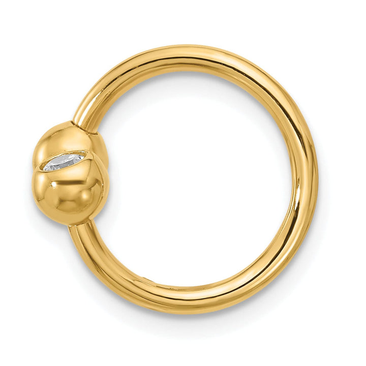 Lovely Rita's Body Jewelry 14k Yellow Gold 14 Gauge Polished CZ Cartilage Ring