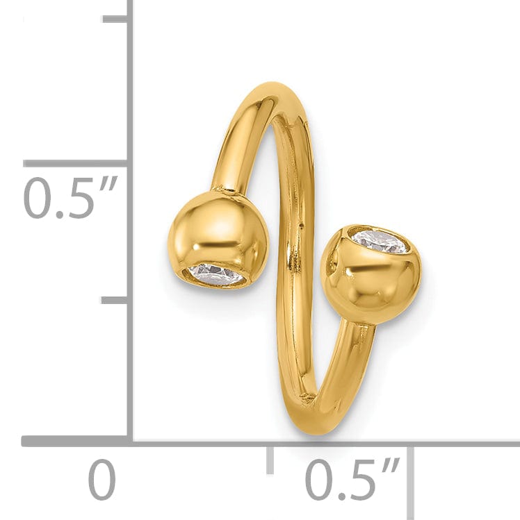 Lovely Rita's Body Jewelry 14k Yellow Gold 14 Gauge Polished CZ Cartilage Ring