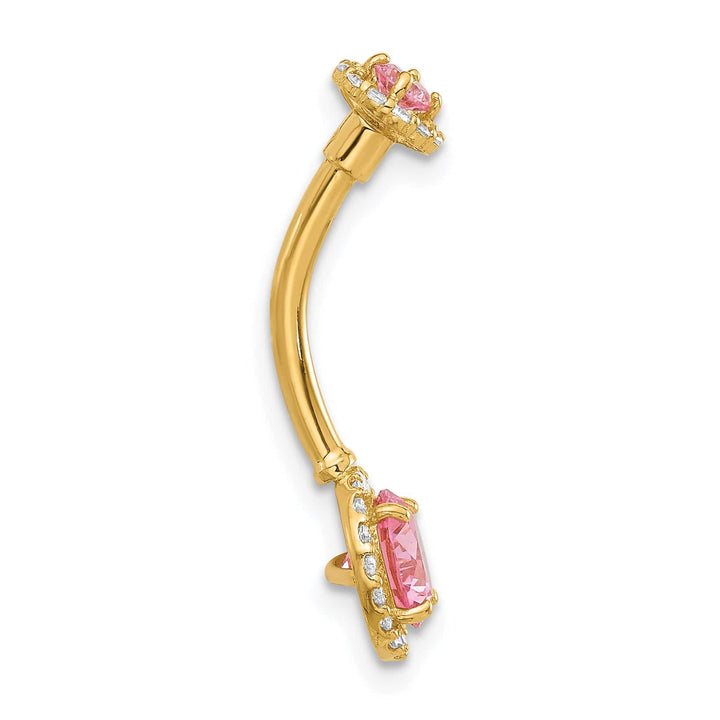 Lovely Rita's Body Jewelry 14K Yellow Gold 14 Gauge Polished Pink and White CZ Navel/Belly Ring