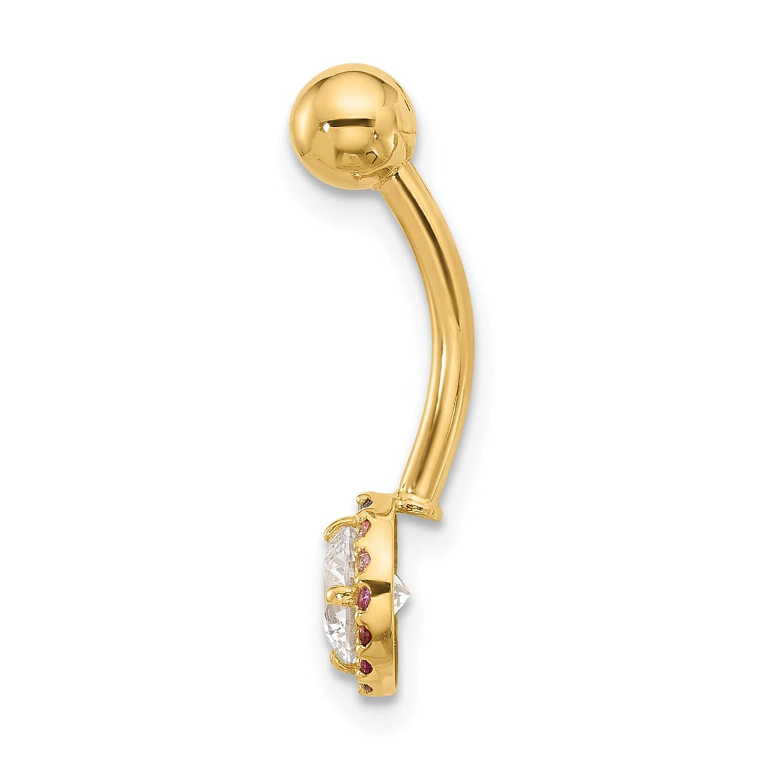 Lovely Rita's Body Jewelry 14k Yellow Gold 14 Gauge Polished Rainbow CZ Belly / Navel Ring