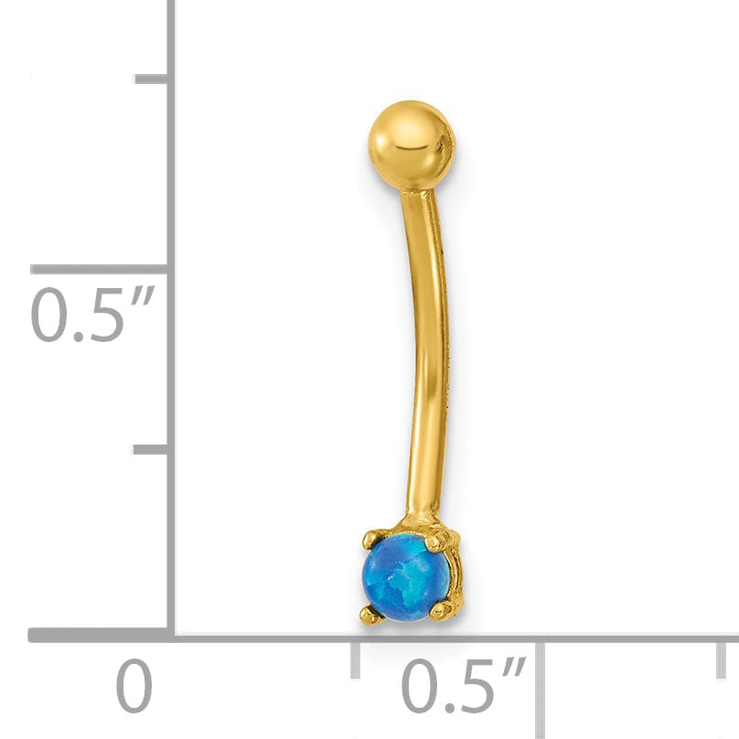 Lovely Rita's Body Jewelry 14K Yellow Gold 16 Gauge Blue CZ Eyebrow Ring Body Jewelry