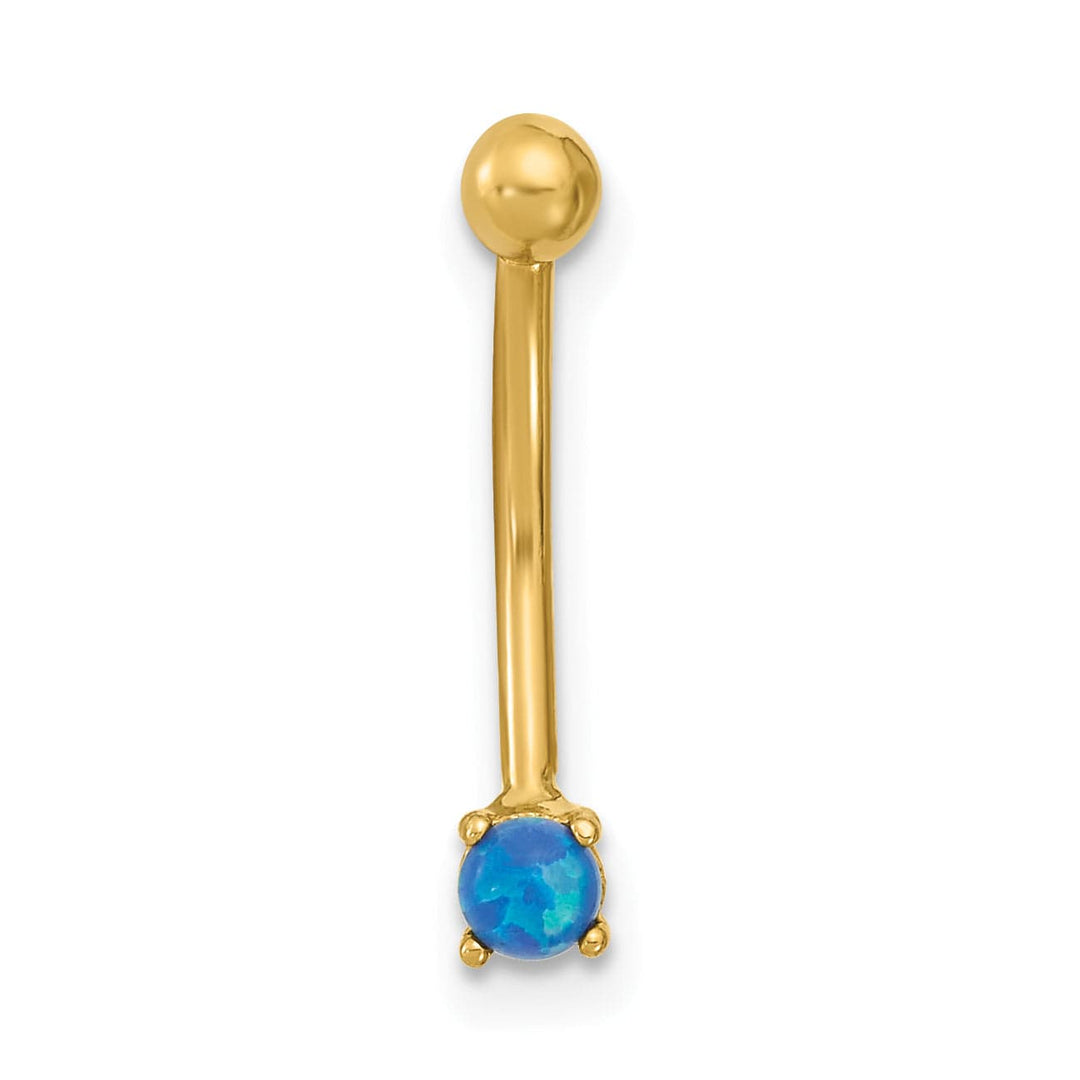 Lovely Rita's Body Jewelry 14K Yellow Gold 16 Gauge Blue CZ Eyebrow Ring Body Jewelry