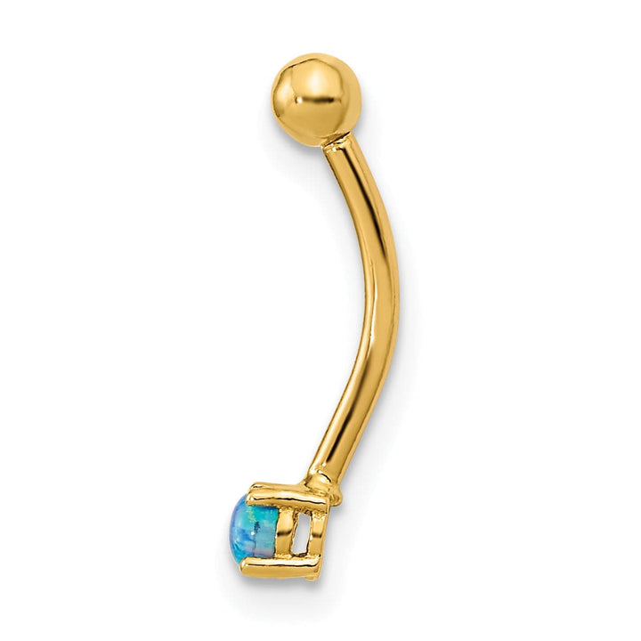 Lovely Rita's Body Jewelry 14K Yellow Gold 16 Gauge Blue CZ Eyebrow Ring Body Jewelry