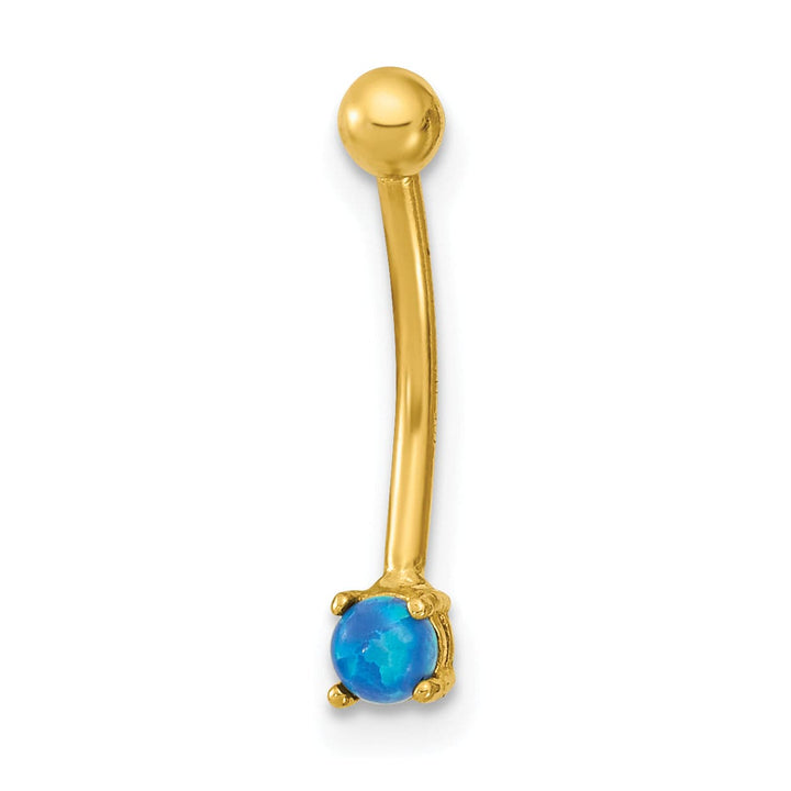 Lovely Rita's Body Jewelry 14K Yellow Gold 16 Gauge Blue CZ Eyebrow Ring Body Jewelry