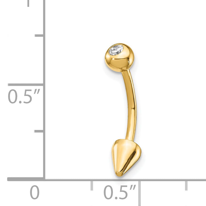 Lovely Rita's Body Jewelry 14k Yellow Gold 16 Gauge C.Z Cone Belly Ring