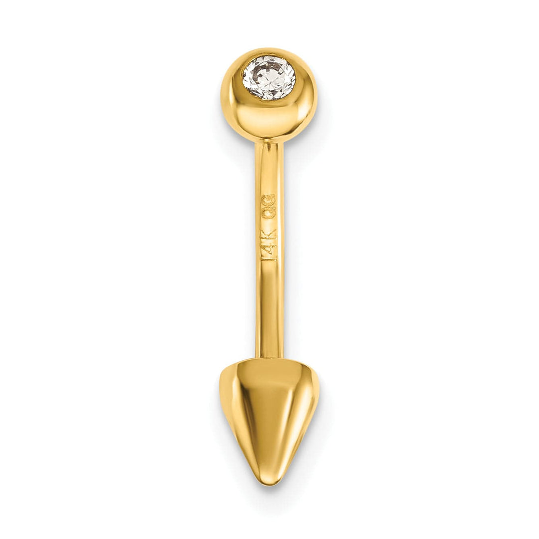 Lovely Rita's Body Jewelry 14k Yellow Gold 16 Gauge C.Z Cone Belly Ring