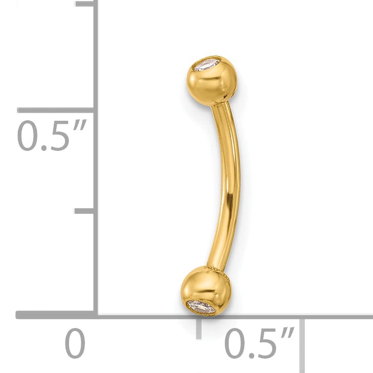 Lovely Rita's Body Jewelry 14k Yellow Gold 16 Gauge CZ Eyebrow Jewelry