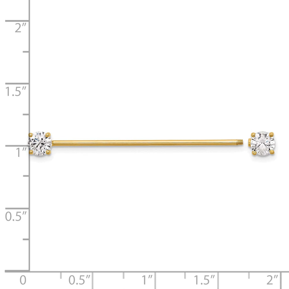 Lovely Rita's Body Jewelry 14k Yellow Gold 16 Gauge Polished 3mm CZ eyebrow Body Jewelry
