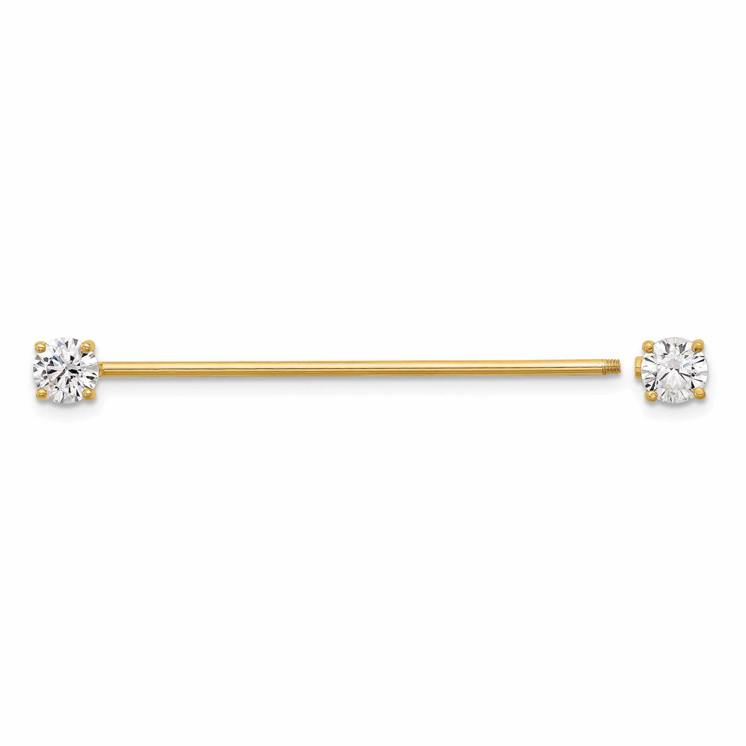 Lovely Rita's Body Jewelry 14k Yellow Gold 16 Gauge Polished 3mm CZ eyebrow Body Jewelry