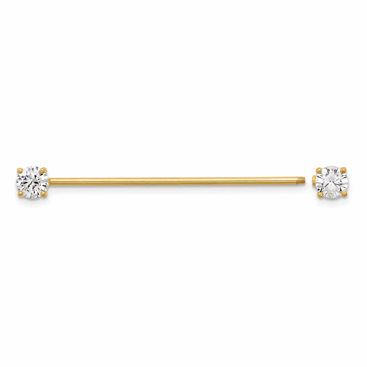 Lovely Rita's Body Jewelry 14k Yellow Gold 16 Gauge Polished 3mm CZ eyebrow Body Jewelry