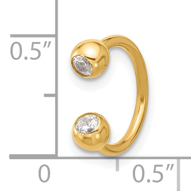 Lovely Rita's Body Jewelry 14k Yellow Gold 16 Gauge Polished 4mm CZ Cartilage Ring