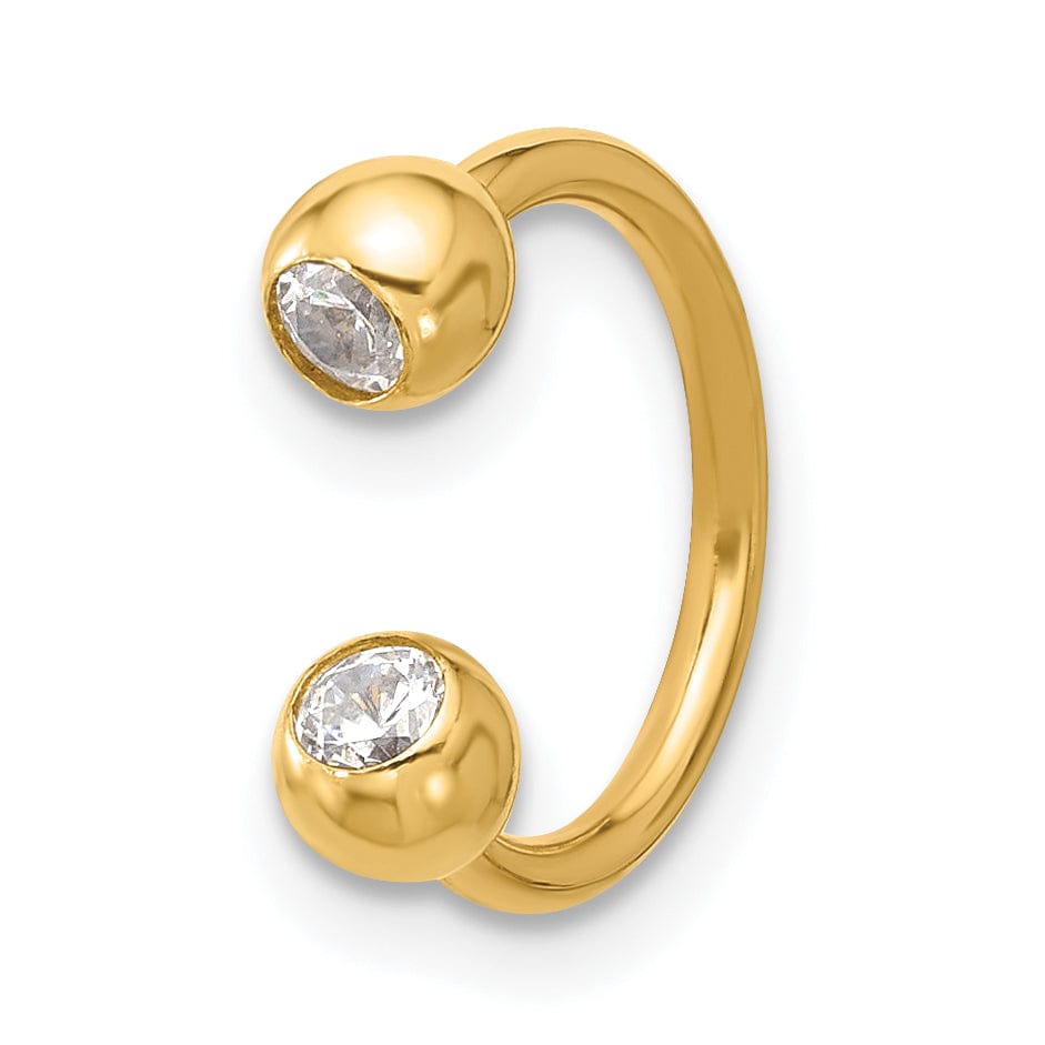 Lovely Rita's Body Jewelry 14k Yellow Gold 16 Gauge Polished 4mm CZ Cartilage Ring