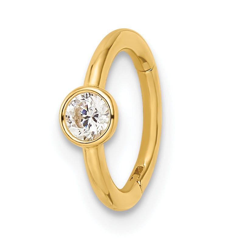 Lovely Rita's Body Jewelry 14k Yellow Gold 16 Gauge Polished CZ Cartilage Ring