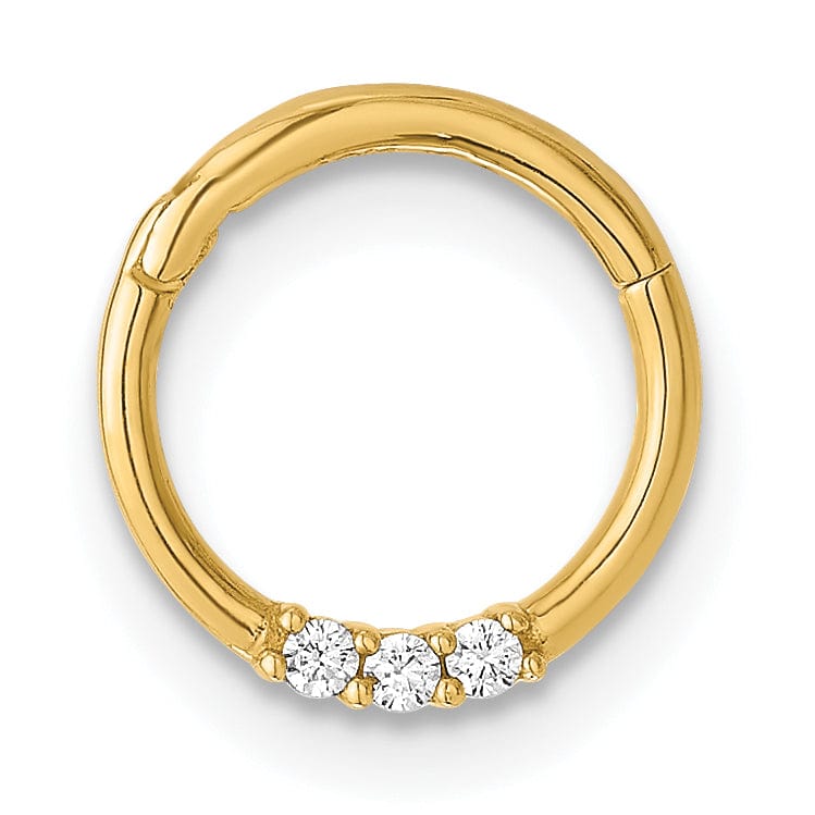 Lovely Rita's Body Jewelry 14K Yellow Gold  16 Gauge Polished CZ Hinged Cartilage Ring